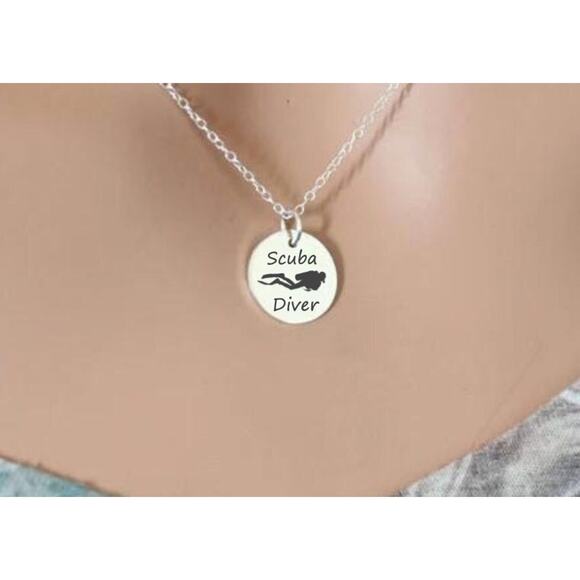 Sterling Silver Customizable Scuba Diver Necklace - Picture 1 of 3
